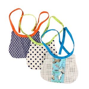Cotton Drool Bibs - Set of 3 - Handmade - 8" x 6" - Blue, Green, Orange - Horse